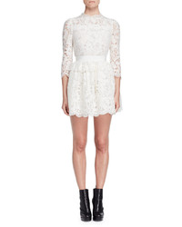 Alexander McQueen 34 Sleeve Floral Lace Dress Ivory