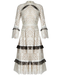 Erdem Connie Ruffle Trimmed Floral Lace Dress