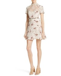The Kooples Lace Inset Floral Silk Dress