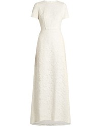 White Floral Lace Evening Dress