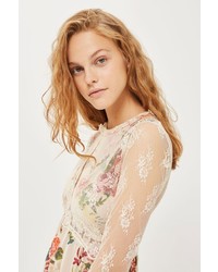 Topshop Lace Tier Floral Midi Dress