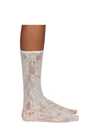 White Floral Lace Socks
