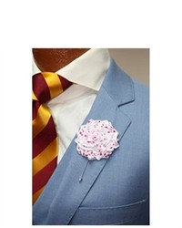 Dapper World White With Pink And Magenta Polka Dots Flower Lapel Pin