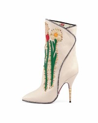 Gucci Fosca Floral Embroidered Leather Boot