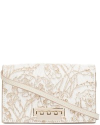 White Floral Leather Crossbody Bag