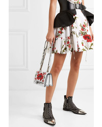 Alexander McQueen Jewelled Satchel Embellished Floral Print Leather Shoulder Bag