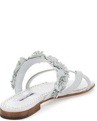 Manolo Blahnik Susa Floral Leather Slide Sandal