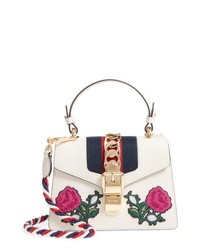 White Floral Leather Handbag