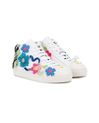 Natasha Zinko White Floral Bead Hi Top Sneakers