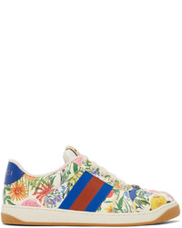 Gucci White Ken Scott Edition Floral Screener Sneakers