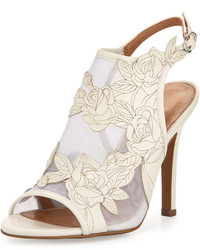 White Floral Leather Sandals