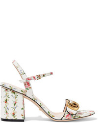 White Floral Leather Shoes