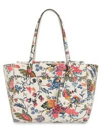 Tory Burch Small Parker Floral Leather Tote White