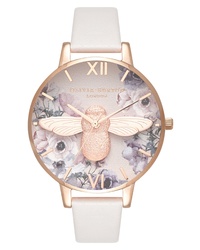 White Floral Leather Watch
