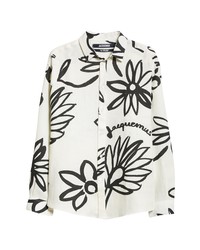 Jacquemus La Chemise Simon Floral Print Linen Button Up Shirt In Print Blackwhite Flowers At Nordstrom