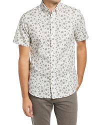 Nordstrom Trim Fit Floral Short Sleeve Stretch Cotton Linen Shirt
