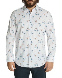 Johnny Bigg Damien Floral Stretch Cotton Button Up Shirt In White At Nordstrom
