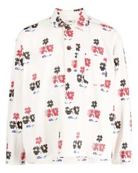 Bode Embroidered Flowers Long Sleeve Shirt