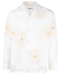 Bode Floral Embroidered Fringed Shirt