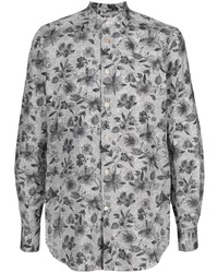 Kiton Floral Print Collarless Shirt