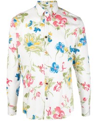 Daniele Alessandrini Floral Print Long Sleeved Cotton Shirt