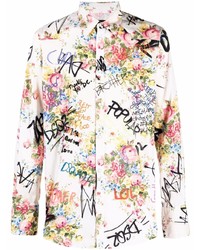 DSQUARED2 Graffiti Print Floral Shirt