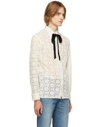 Gucci Off White Floral Macrame Shirt