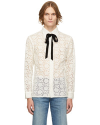 Gucci Off White Floral Macrame Shirt