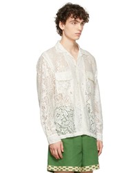 Bode Off White Quaker Lace Long Sleeve Shirt