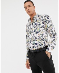 Devils Advocate Slim Fit Winter Flower Print Shirt