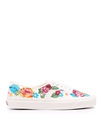 White Floral Low Top Sneakers