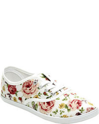 Beston Lemon 01 Floral Sneaker White Fabric Casual Shoes
