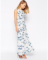 Frock And Frill All Over Floral Embroidered Embellished Maxi Dress