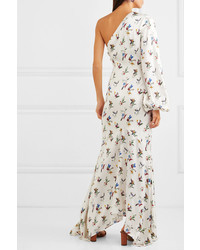 SOLACE London Savon One Shoulder Floral Print Crepe Maxi Dress