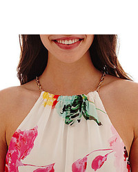 Bisou Bisou Sleeveless Chain Neck Floral Print Maxi Dress