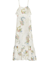Topshop Unique Hambledon Floral Print Silk Georgette Maxi Dress Ivory