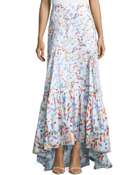 Peter Pilotto Floral Tiered Maxi Skirt White