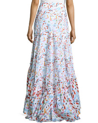 Peter Pilotto Floral Tiered Maxi Skirt White