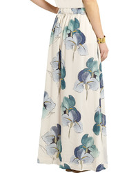 Tory Burch Kendra Floral Print Stretch Silk Georgette Maxi Skirt