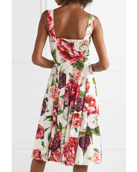 Dolce & Gabbana Embellished Floral Print Cady Dress