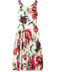 Dolce & Gabbana Embellished Floral Print Cady Dress