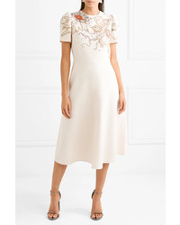 Valentino Embellished Wool And Crepe Dress