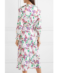 Saloni Eve Floral Print Silk Satin Jacquard Midi Dress