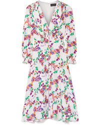 Saloni Eve Floral Print Silk Satin Jacquard Midi Dress