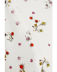 Carven Floral Print Crepe Midi Dress White