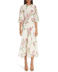 Giambattista Valli Floral Silk Midi Evening Dress