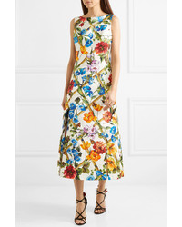 Dolce & Gabbana Printed Cotton And Brocade Midi Dress