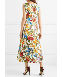 Dolce & Gabbana Printed Cotton And Brocade Midi Dress