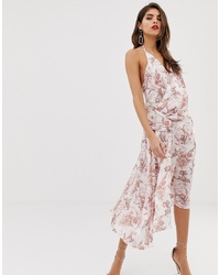 ASOS DESIGN Py Midi Dress In Satin With Ruched Drape Side In Tolie Du Joie