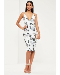Missguided White Floral Strappy Midi Dress